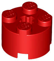 Lego (U) ~ Brick Round 2 x 2 with Axle Hole ~ [Red]