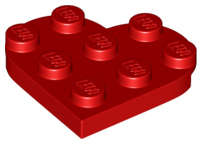 Lego NEW - Plate Round 3 x 3 Heart~ [Red]
