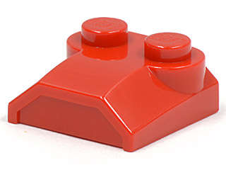 Lego (U) ~ Slope Curved 2 x 2 x 2/3 with 2 Studs and Curved Sides Lip End ~ [Red]
