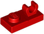 Lego (N) ~ Plate Modified 1 x 2 with Open O Clip on Top ~ [Red]