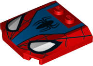 Lego (N) ~ Wedge 4 x 4 x 2/3 Triple Curved with Web Black Spider and White Eyes Pattern ~ [Red]