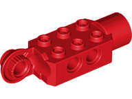Lego (U) ~ Technic Brick Modified 2 x 3 with Pin Holes Rotation Joint Ball Half Vertical an ~ [Red]