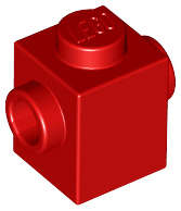 Lego (N) ~ Brick Modified 1 x 1 with Studs on 2 Sides Opposite ~ [Red]