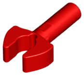 Lego (N) ~ Bar 1L with Clip Mechanical Claw - Cut Edges and Hole on Side ~ [Red]