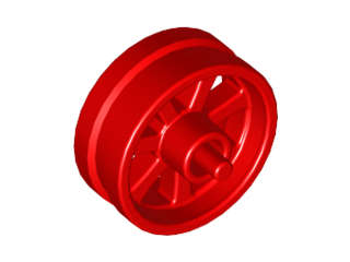 Lego (N) ~ Wheel 15mm D. x 6mm City Motorcycle ~ [Red]