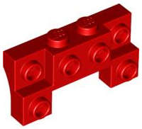 Lego (U) ~ Brick Modified 2 x 4 - 1 x 4 with 2 Recessed Studs and Thick Side Arches ~ [Red]