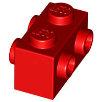 Lego (N) ~ Brick Modified 1 x 2 with Studs on 2 Sides ~ [Red]