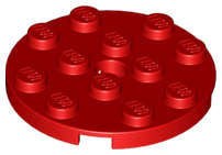 Lego (N) ~ Plate Round 4 x 4 with Hole ~ [Red]