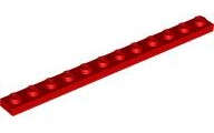 Lego (U) ~ Plate 1 x 12 ~ [Red]