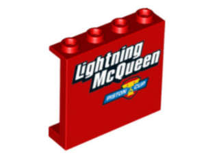 Lego (U) ~ Panel 1 x 4 x 3 with Side Supports - Hollow Studs with 'Lightning McQueen' and P ~ [Red]
