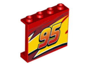 Lego (U) ~ Panel 1 x 4 x 3 with Side Supports - Hollow Studs with Lightning Middle Section  ~ [Red]