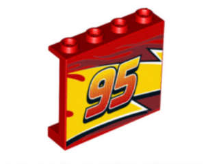 Lego (U) ~ Panel 1 x 4 x 3 with Side Supports - Hollow Studs with Lightning Middle Section  ~ [Red]