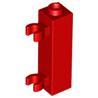Lego (U) ~ Brick Modified 1 x 1 x 3 with 2 Clips (Vertical Grip) - Hollow Stud ~ [Red]