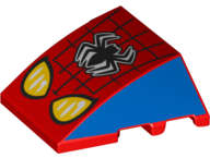 Lego (N) ~ Wedge 4 x 3 Triple Curved No Studs with Web Black Spider and Yellow Eyes Pattern ~ [Red]