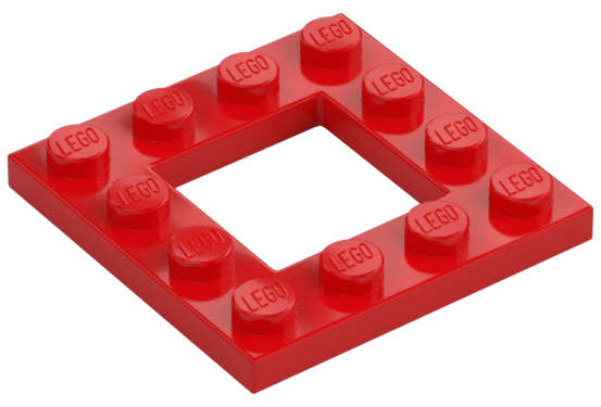 Lego (U) ~ Plate Modified 4 x 4 with 2 x 2 Open Center ~ [Red]