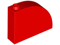 Lego (N) ~ Slope Curved 4 x 1 x 2 2/3 with Stud ~ [Red]