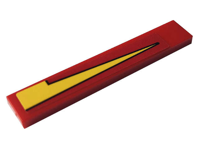 Lego (U) ~ Tile 1 x 6 with Yellow Stripe Pattern Model Left Side (Sticker) - Set 76084 ~ [Red]