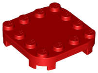 Lego (N) ~ Plate Modified 4 x 4 with Rounded Corners and 4 Feet ~ [Red]