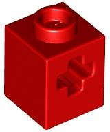 Lego (N) ~ Technic Brick 1 x 1 with Axle Hole ~ [Red]