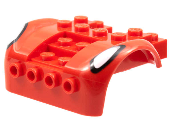 Lego (N) ~ Vehicle Mudguard 6 x 4 with 4 Studs on Front with White Headlights with Black Out ~ [Red]