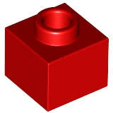Lego (N) ~ Brick Modified 1 x 1 x 2/3 with Open Stud ~ [Red]
