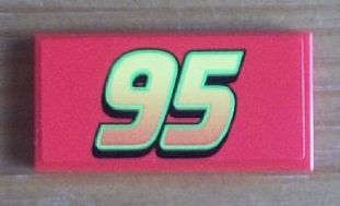 Lego (U) ~ Tile 2 x 4 with '95' Large Font Pattern (Sticker) - Set 8679 ~ [Red]