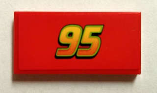 Lego (U) ~ Tile 2 x 4 with '95' Small Font Pattern (Sticker) - Set 8206 ~ [Red]