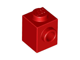 Lego (N) ~ Brick Modified 1 x 1 with Stud on Side ~ [Red]