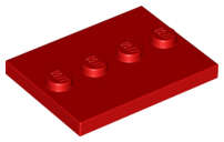 Lego (N) ~ Tile Modified 3 x 4 with 4 Studs in Center ~ [Red]