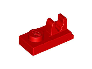 Lego (N) ~ Plate Modified 1 x 2 with Clip with Center Cut on Top ~ [Red]