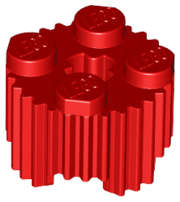 Lego (U) ~ Brick Round 2 x 2 with Axle Hole and Grille / Fluted Profile ~ [Red]