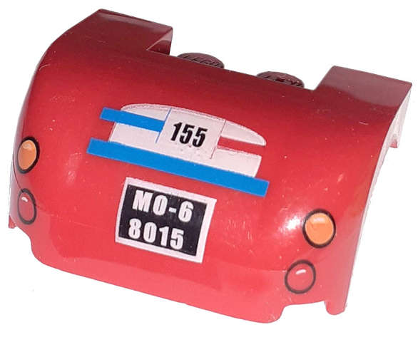 Lego (U) ~ Vehicle Mudguard 3 x 4 x 1 2/3 Curved with Taillights Black '155' Blue Stripe an ~ [Red]