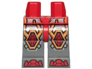 Lego (N) ~ Hips and Dark Bluish Gray Legs with Red Armor and Orange and Yellow Circuitry Red ~ [Red]