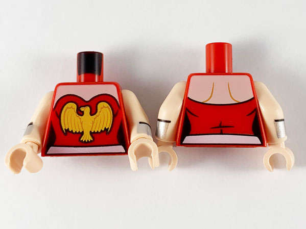 Lego (N) ~ Torso Female Strapless Bright Light Orange Eagle White Belt Pattern / Light Nouga ~ [Red]