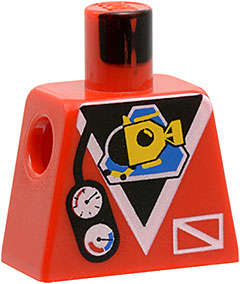 Lego (U) ~ Torso Divers Submarine Logo and Gauges Pattern ~ [Red]