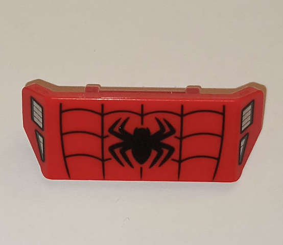 Lego (N) ~ Vehicle Spoiler with Bar Handle with Black Spider and Web and Silver Triangle and ~ [Red]