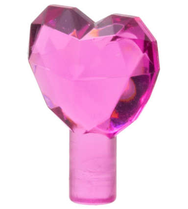 Lego (N) ~ Rock 1 x 1 Jewel Heart Shaped ~ [Trans-Dark Pink]