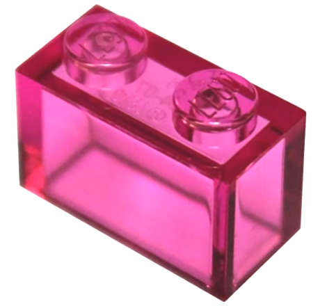 Lego (N) ~ Brick 1 x 2 without Bottom Tube ~ [Trans-Dark Pink]