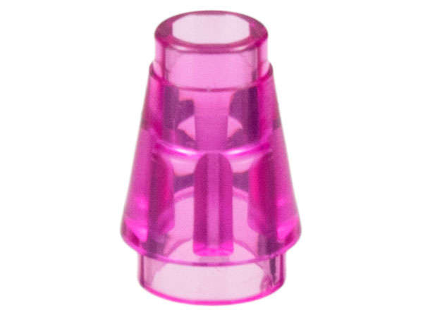 Lego (N) ~ Cone 1 x 1 with Top Groove ~ [Trans-Dark Pink]