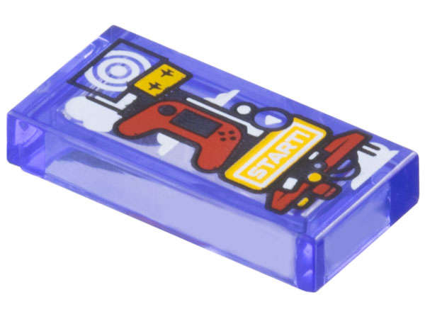 Lego (N) ~ Tile 1 x 2 with Game System Tower with Red Controller White Target and ' ~ [Trans-Purple]