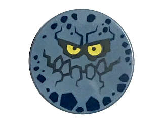 Lego (N) ~ Tile Round 2 x 2 with Bottom Stud Holder with Rock Creature Face with Jagge ~ [Sand Blue]