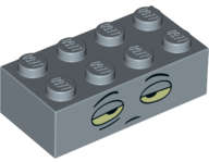 Lego (N) ~ Brick 2 x 4 with Sleepy Yellow Eyes and Neutral Expression Pattern (Brock) ~ [Sand Blue]