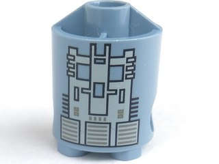 Lego (U) ~ Brick Round 2 x 2 x 2 Robot Body with Gray Squares and Black Lines Pattern ~ [Sand Blue]