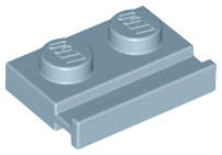 Lego (N) ~ Plate Modified 1 x 2 with Door Rail ~ [Sand Blue]
