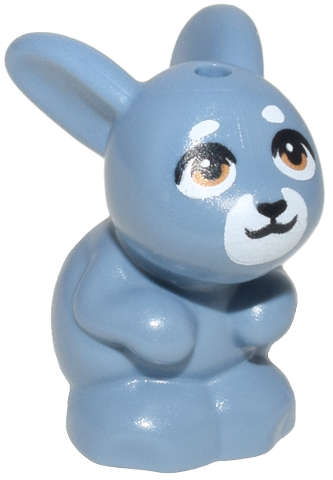 Lego (N) ~ Bunny / Rabbit Friends Style Sitting with Medium Nougat Eyes Black Nose and ~ [Sand Blue]