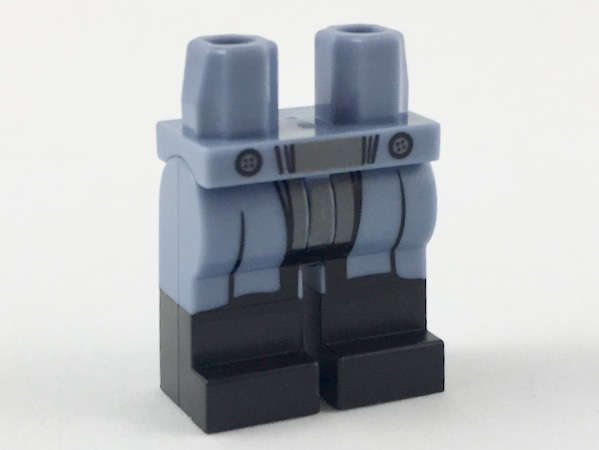 Lego (N) ~ Hips and Legs with Black Boots Dark Bluish Gray Center Panel Pattern ~ [Sand Blue]