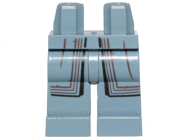 Lego (N) ~ Hips and Legs with SW Mandalorian Robe and Dark Brown Lines Pattern ~ [Sand Blue]