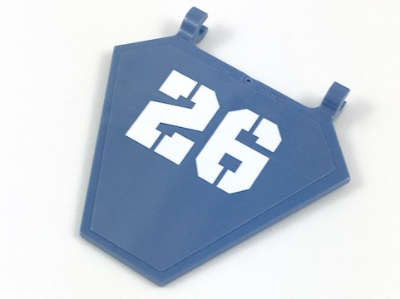 Lego (U) ~ Flag 5 x 6 Hexagonal with White '26' Pattern (Sticker) - Set 70609 ~ [Sand Blue]