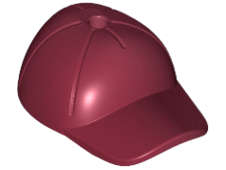 Lego (U) ~ Minifigure Headgear Cap - Short Curved Bill with Seams and Hole on Top ~ [Dark Red]