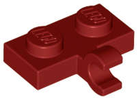Lego (N) ~ Plate Modified 1 x 2 with Clip on Side (Horizontal Grip) ~ [Dark Red]